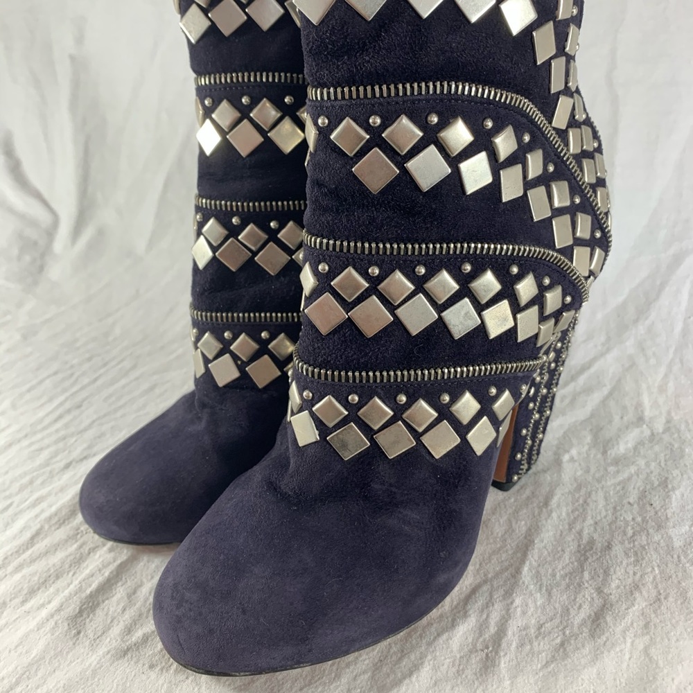 ALAIA Studded Dark Booties 37 7US Made in Italy